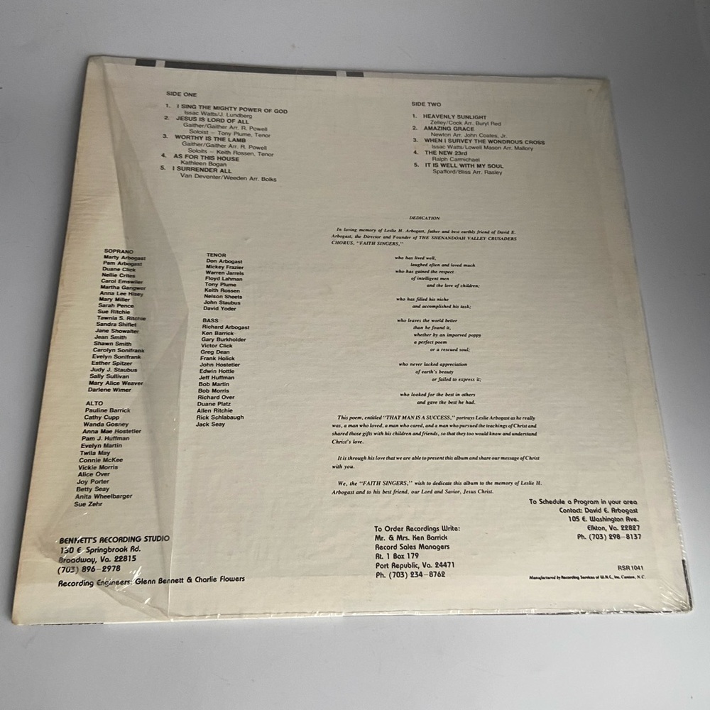 Shenandoah Valley Crusaders Chorus Vinyl Record - Picture 2 of 12